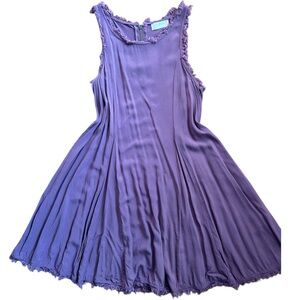 Altar'd State Dress Small Lavender Eggplant Sleeveless Fit & Flare Fringe Zip